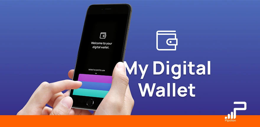 یک گوشی با تصویر یک کیف پول ارز دیجیتال در دستان یک انسان است و پسزمینه عبارت my digital wallet نوشته شده است. کیف پول ارز دیجیتال چیست؟