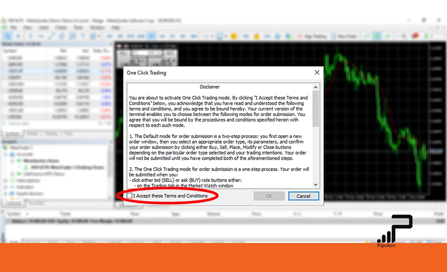 تصویر پنجره ثبت سفارش جدید به روش سفارش با یک کلیک (One-Click)، راهنمای جامع آموزش متاتریدر 5، صفر تا صد نصب تا معامله