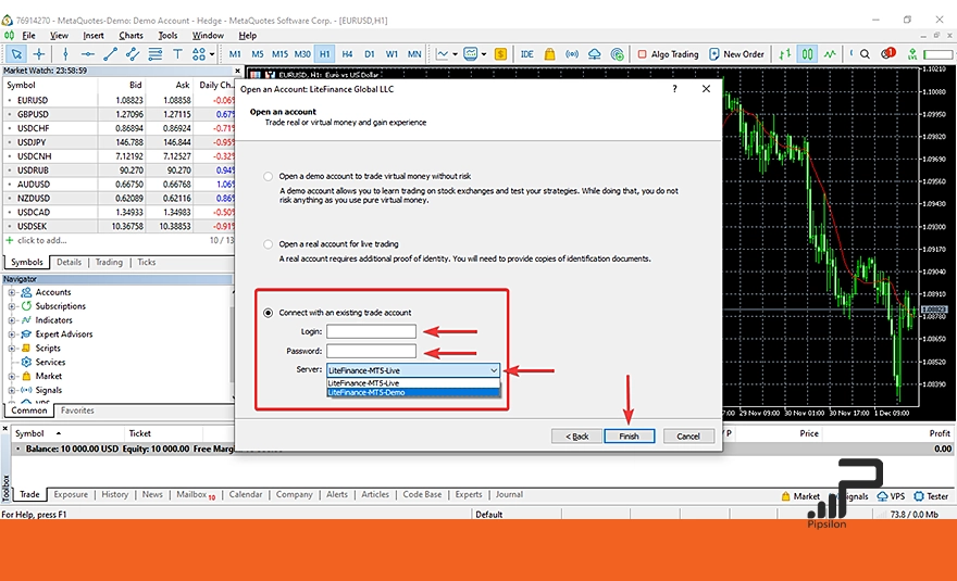 مرحله پنجم باز کردن حساب در نرم افزار متاتریدر، راهنمای جامع آموزش متاتریدر 5، صفر تا صد نصب تا معامله