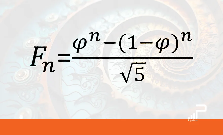 تصویری از یکی از فرمول‌های قابل استفاده برای یافتن اعداد در دنباله فیبوناچی. فیبوناچی چیست؟ آموزش 0 تا 100 استفاده از اندیکاتور فیبوناچی