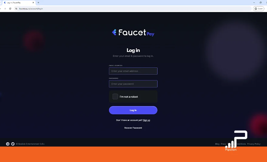 تصویر سایت و پلتفرم فاست پی بخش ورود به حساب کاربری. پلتفرم فاست پی (FaucetPay)؛ صفر تا 100 آموزش و کسب درآمد ارز دیجیتال